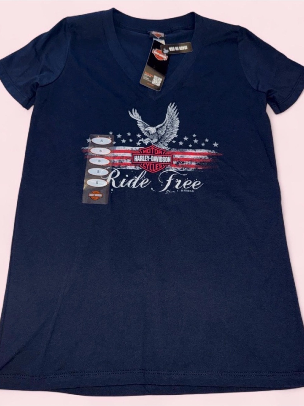 Harley-Davidson Women’s Navy 'Ride Free' Graphic V-Neck Tee